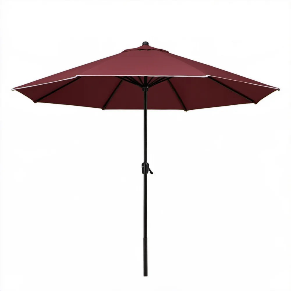 Bordowy ośmiokątny parasol ogrodowy 300 cm z korbą, wysokość 245 cm