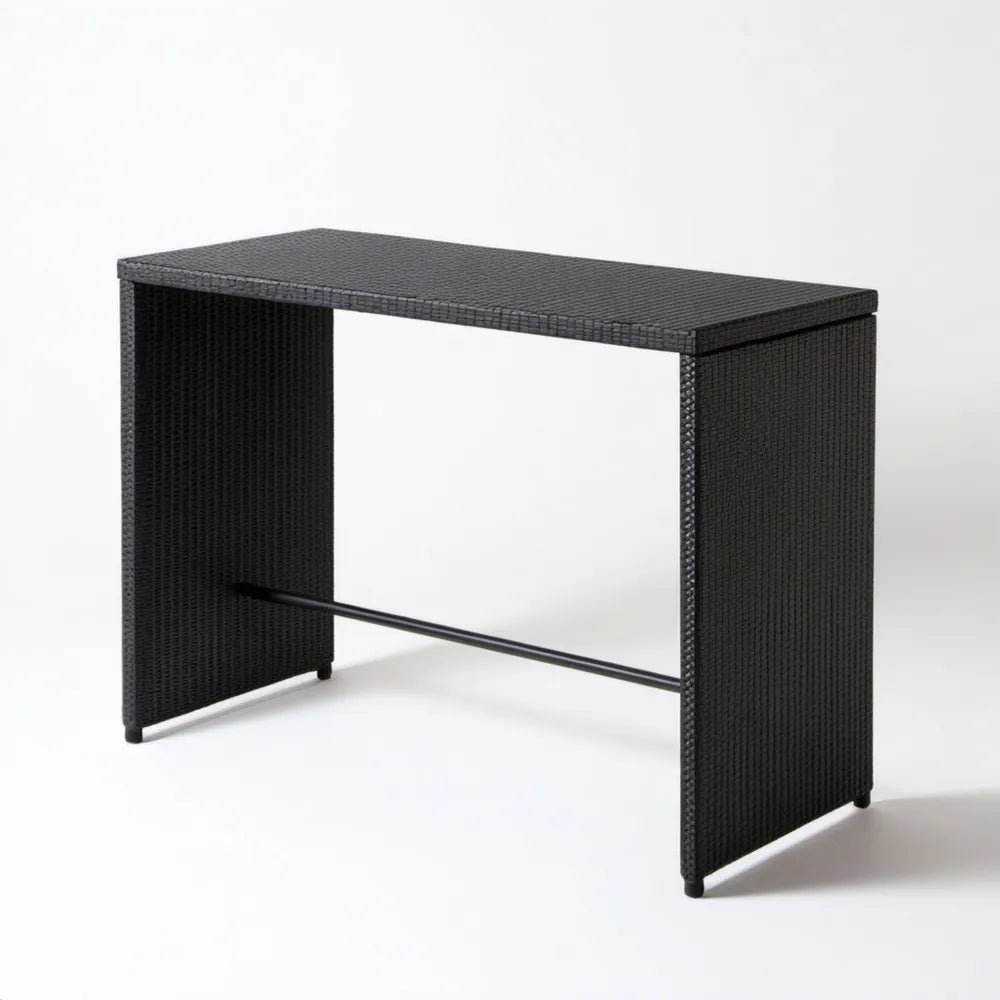 Czarny prostokątny stół barowy ogrodowy z technorattanu 120 x 60 x 110 cm