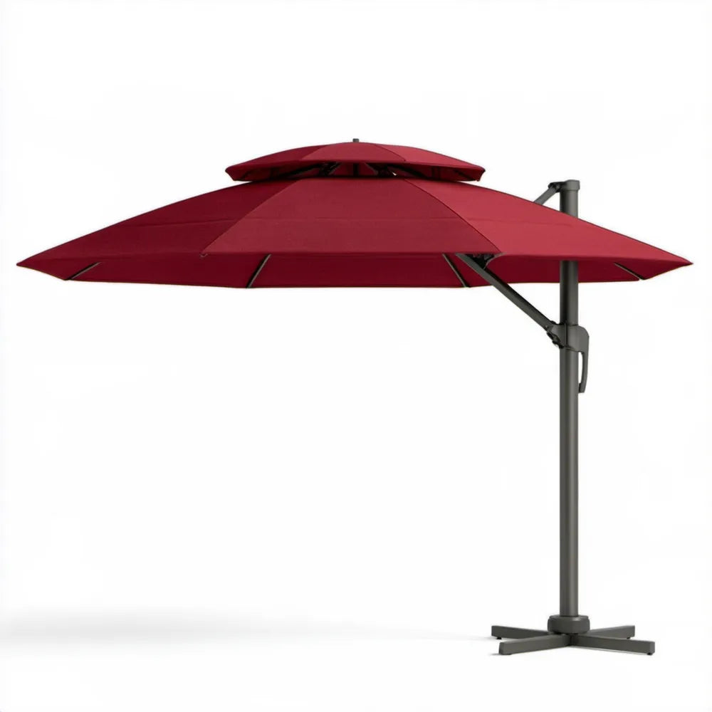 Bordowy parasol boczny kwadratowy 300 x 300 cm z aluminium i poliestru