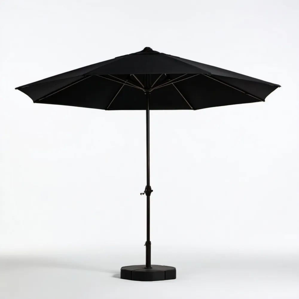 Czarny parasol ogrodowy ośmiokątny Ø 300 cm z podstawą