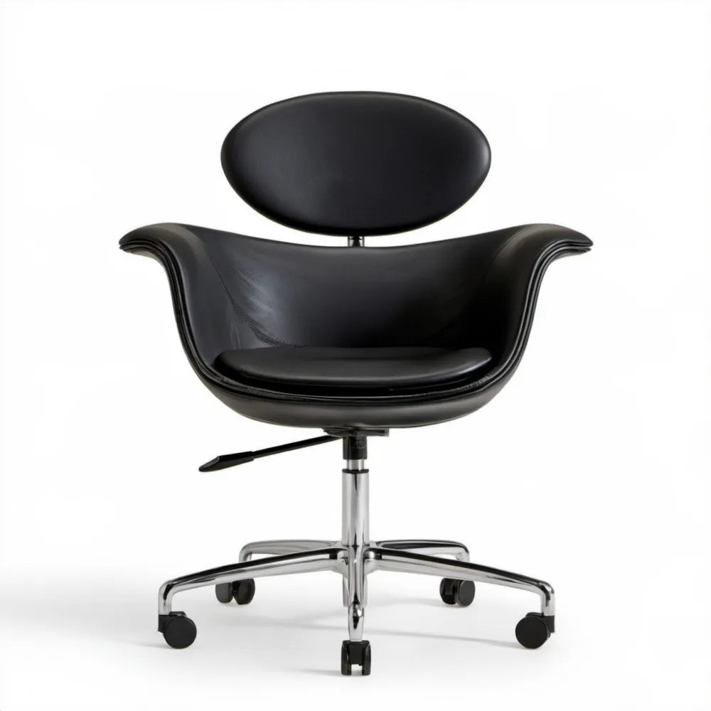 Obrotowy fotel z tapicerką PU Czarny/Chromowany 68 × 63 × 91–101 cm