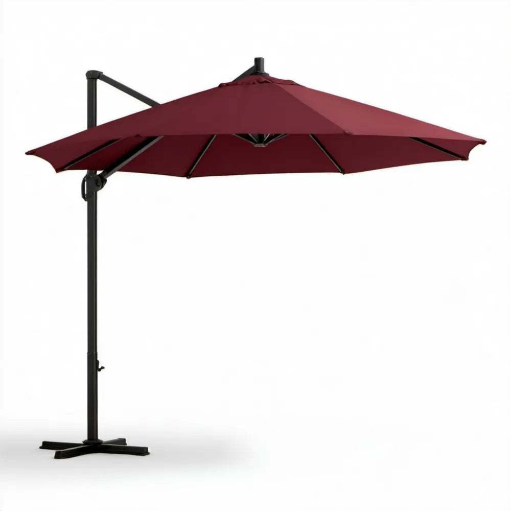 Boczny parasol ogrodowy z korbą 300 x 300 cm bordowy/czarny