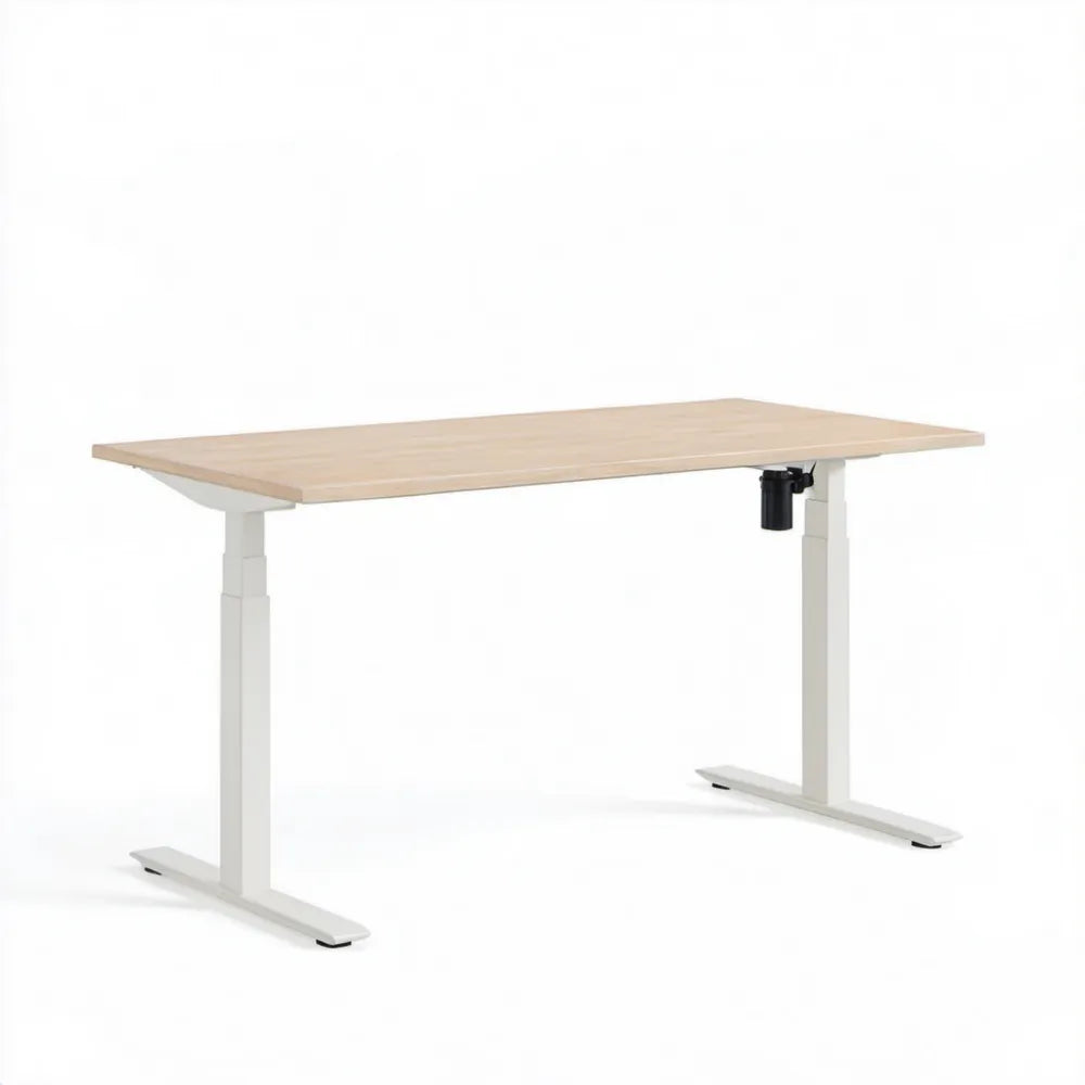 Ręcznie regulowane biurko 120 x 60 cm, wysokość 70–118 cm, jasny dąb/biały/czarny