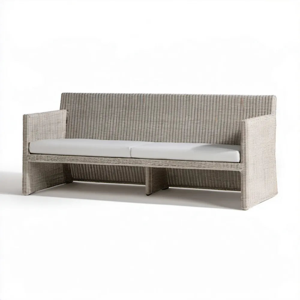 3-osobowa sofa ogrodowa z technorattanu szaro-jasnoszara z poduszkami, 180 x 70 x 75 cm