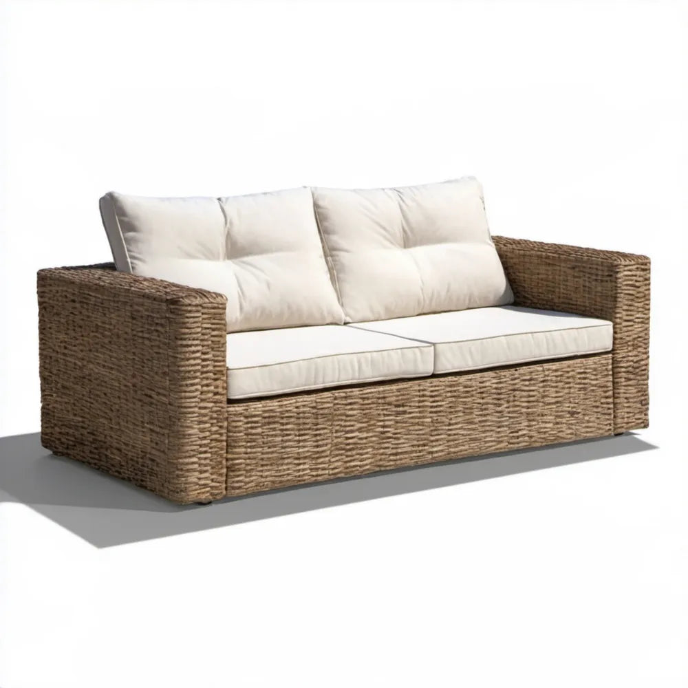 Dwuosobowa sofa ogrodowa z technorattanu Brązowy/Beżowy 160 x 85 x 85 cm
